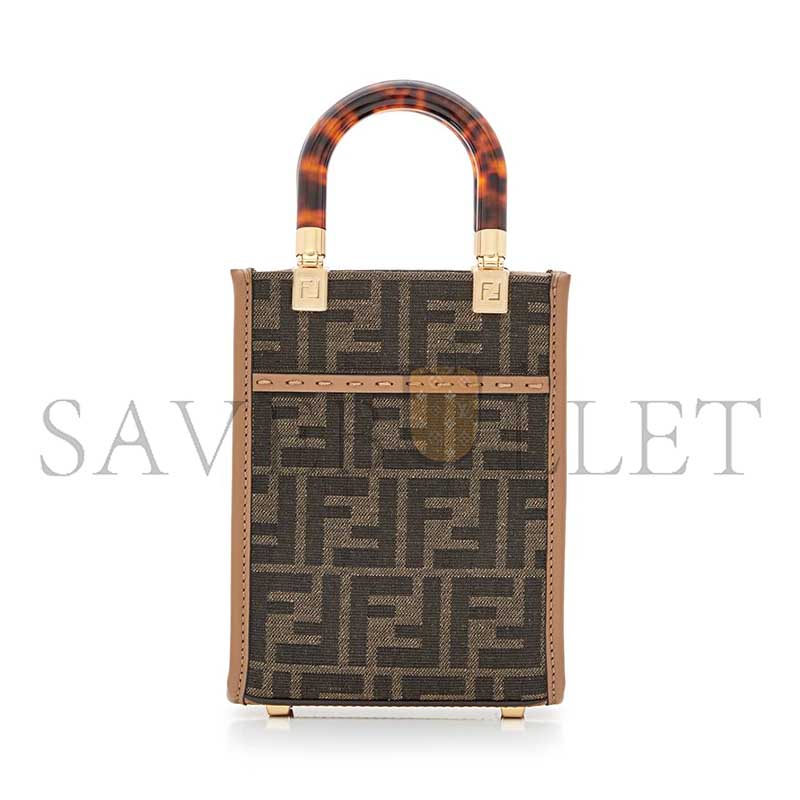 FENDI MINI SUNSHINE SHOPPER FABRIC BROWN 8BS051ALVXF1GE3 (18*14.5*6cm)